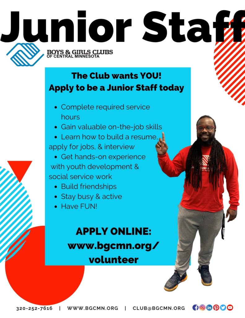Junior Staff Volunteer Application Boys & Girls Clubs of Central